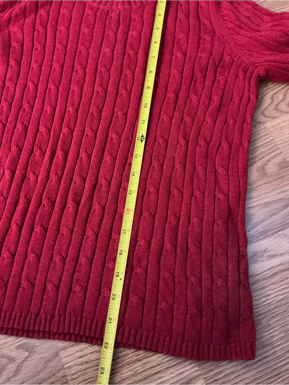 St.John's Bay Red Cable-Knit Crewneck Sweater Size Medium - Picture 4 of 6